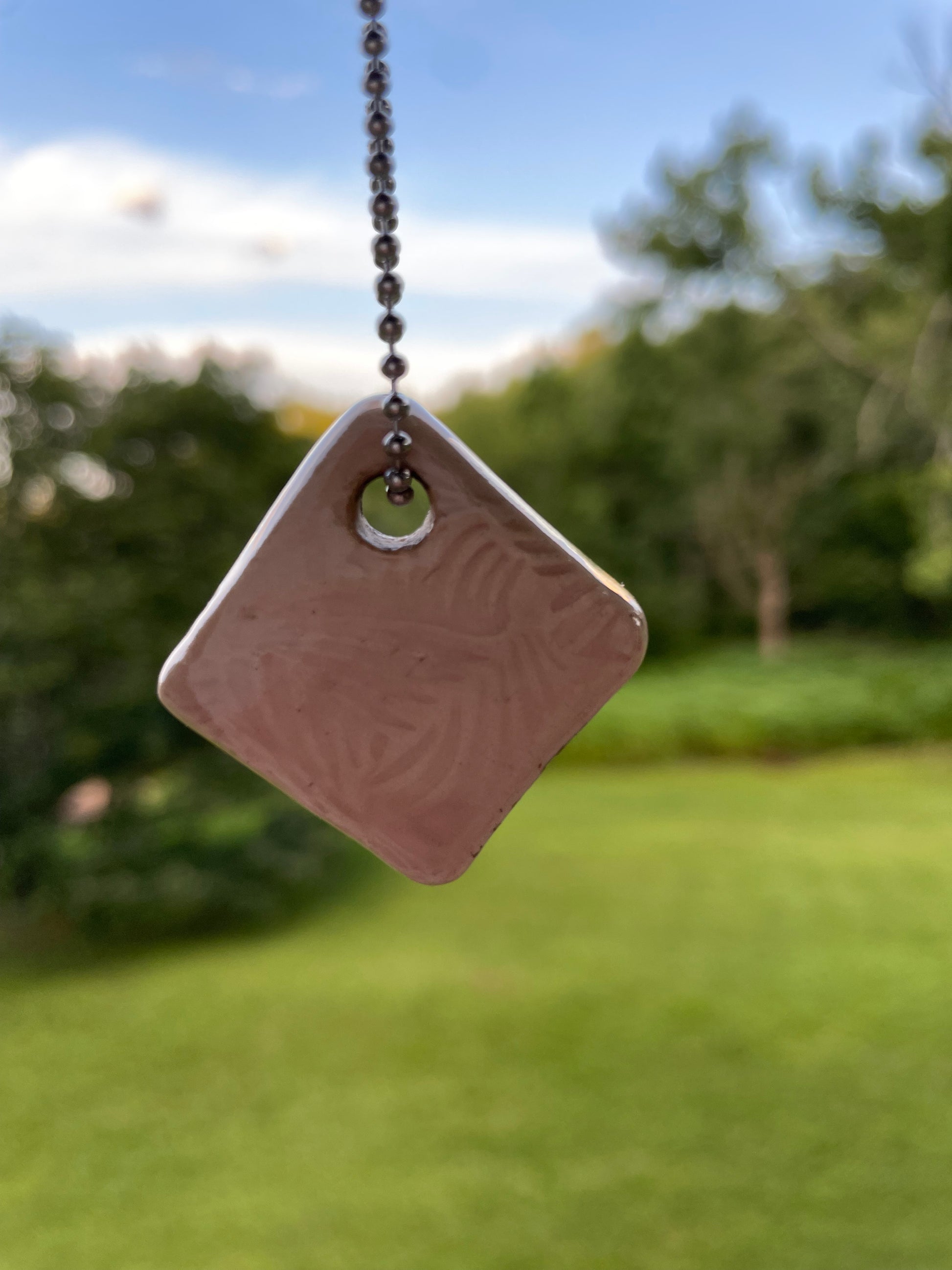 Coral Pink Square Ceramic Charm