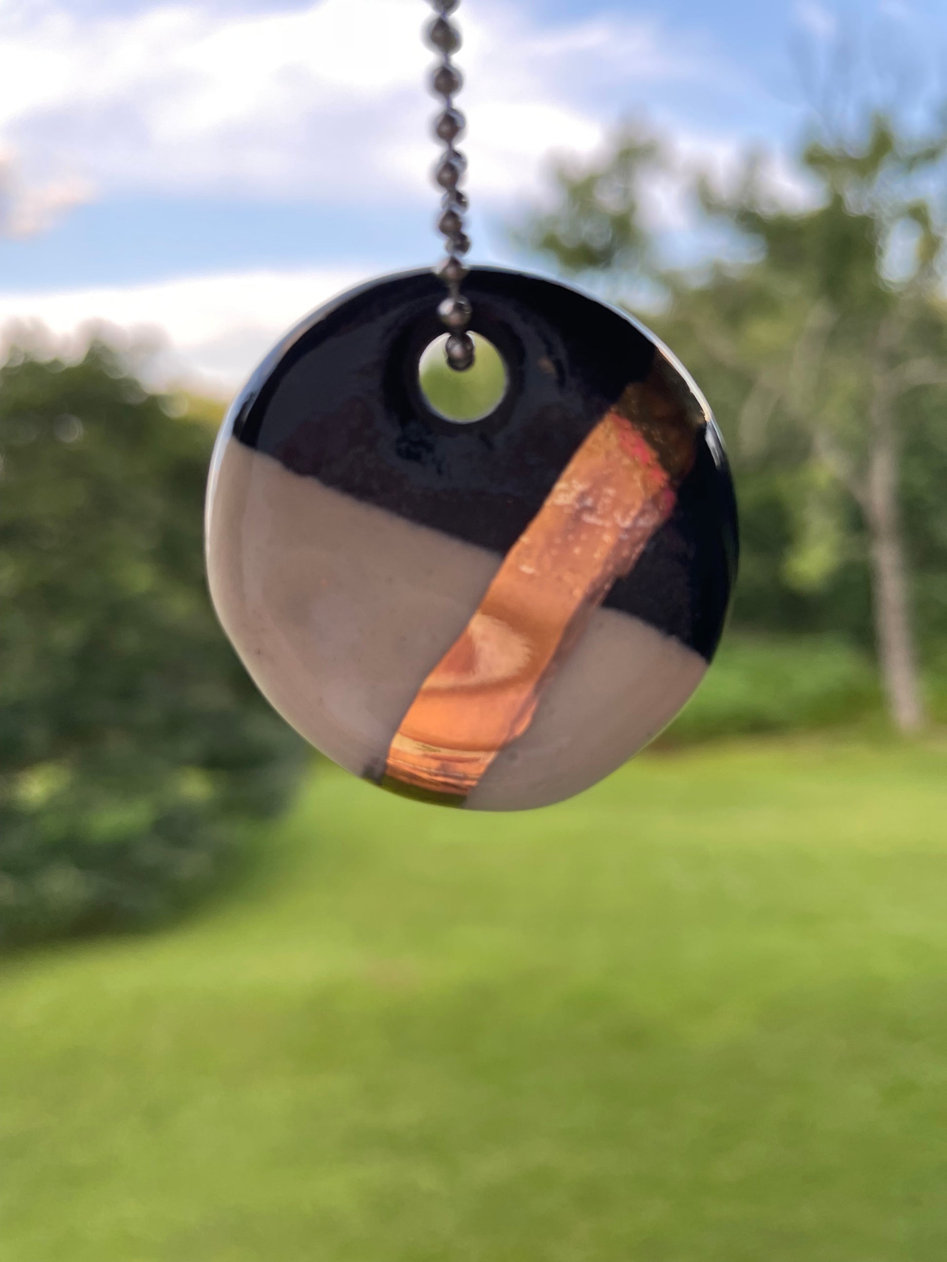 Black & White Geometric Ceramic Charm 