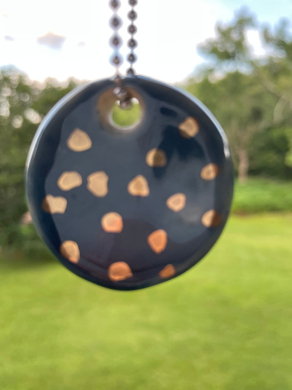 Blue and Gold Dotted Ceramic Charm