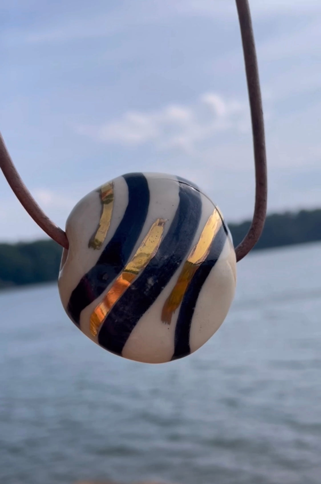 Large Black and White Ceramic Necklace