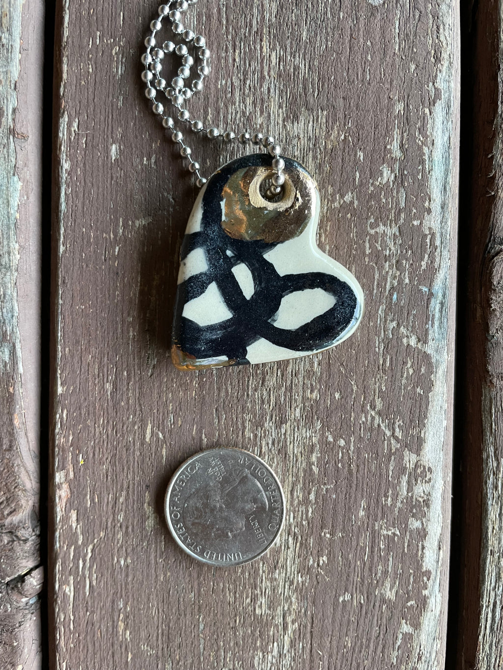 Wavy Heart Ceramic Charm