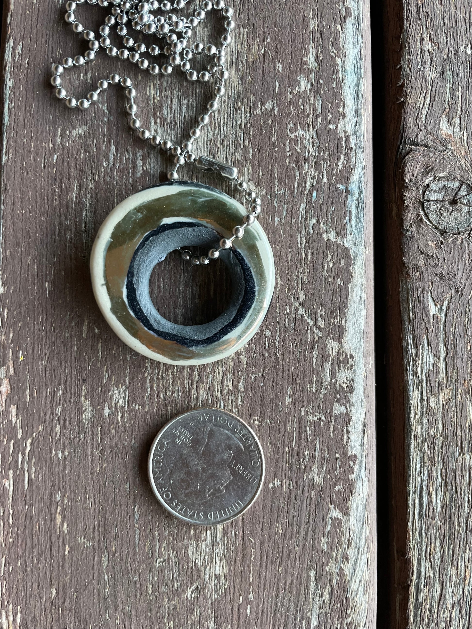 Black White & Gold Ceramic Ring Charm