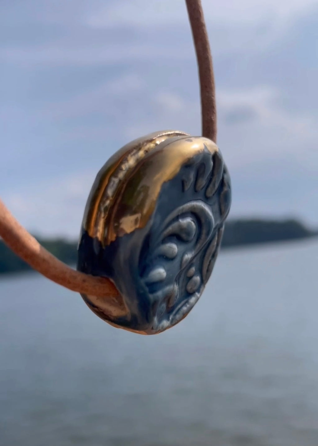 Blue and Gold Round Stone Necklace