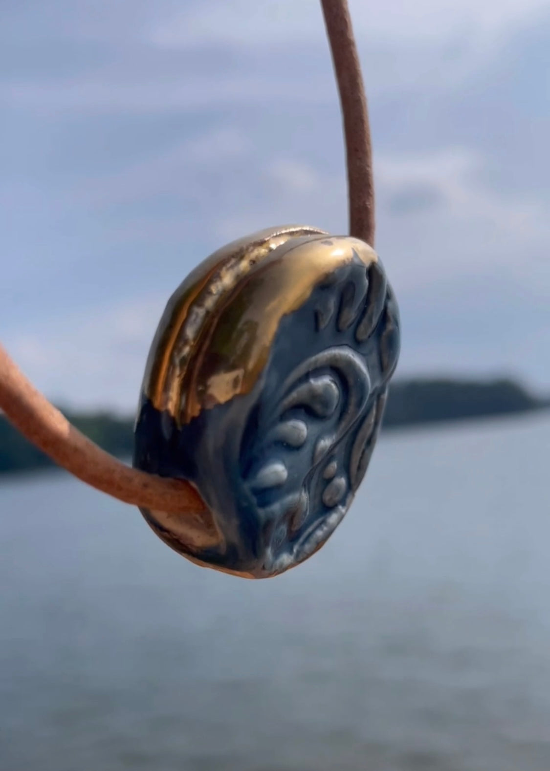 Blue and Gold Round Stone Necklace