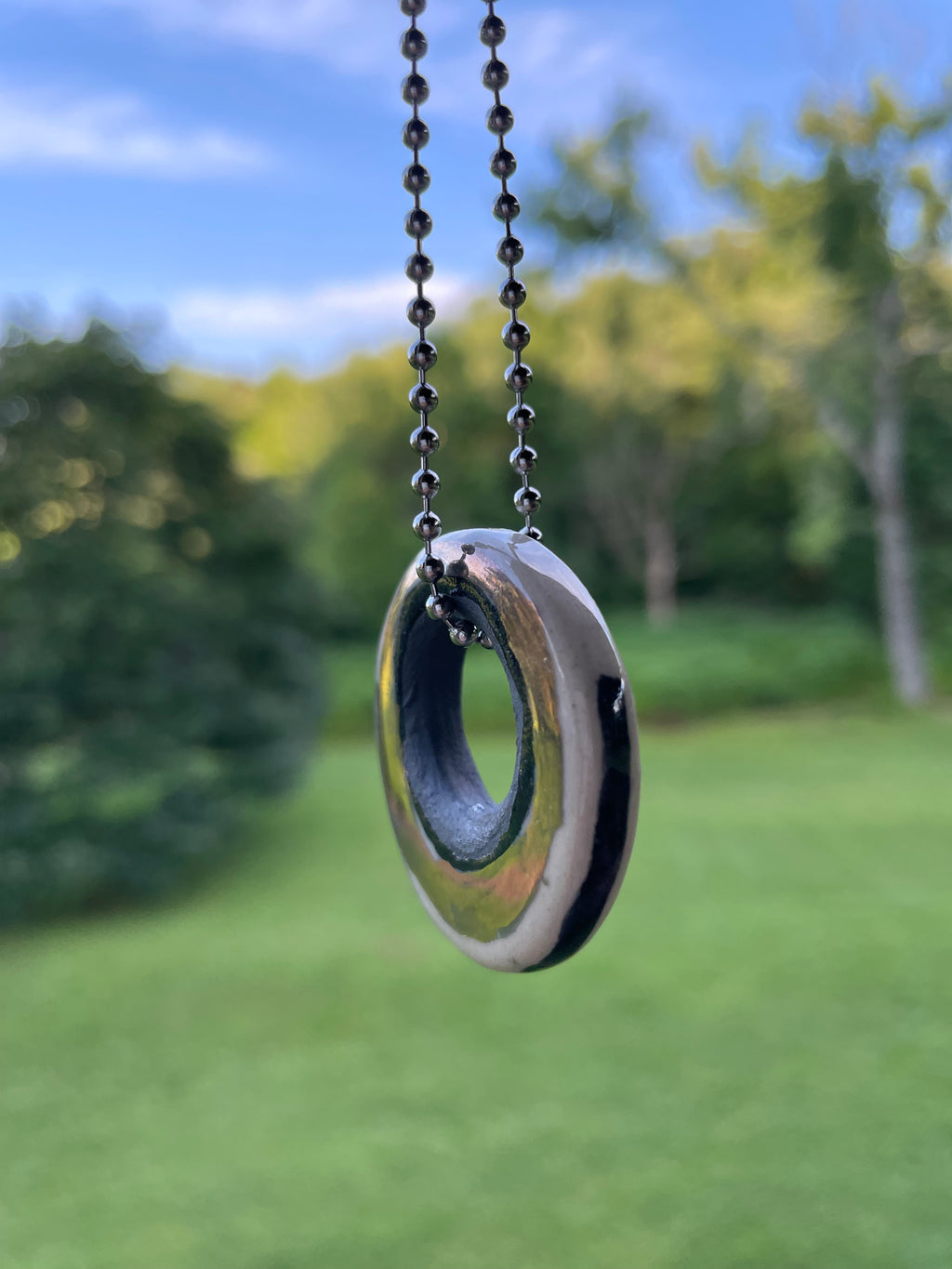 Black White & Gold Ceramic Ring Charm