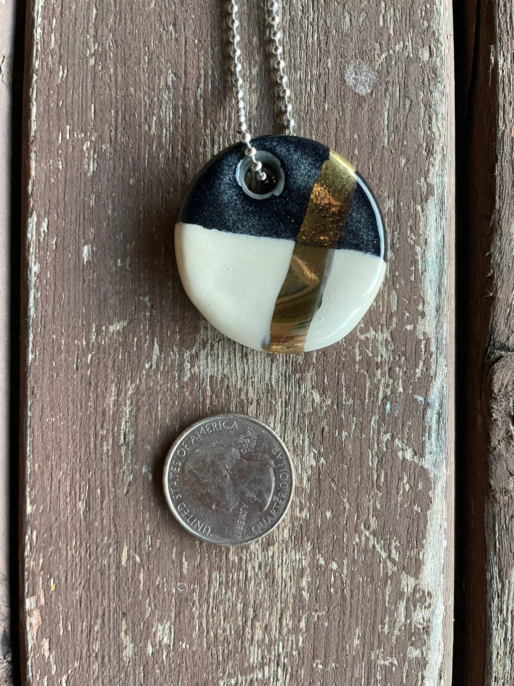 Black & White Geometric Ceramic Charm 
