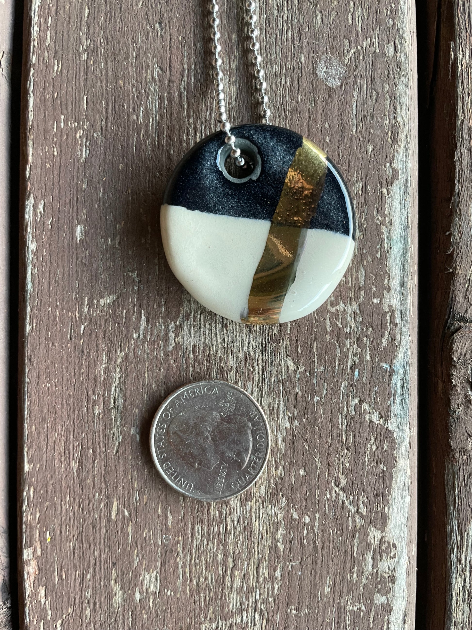 Black & White Geometric Ceramic Charm 