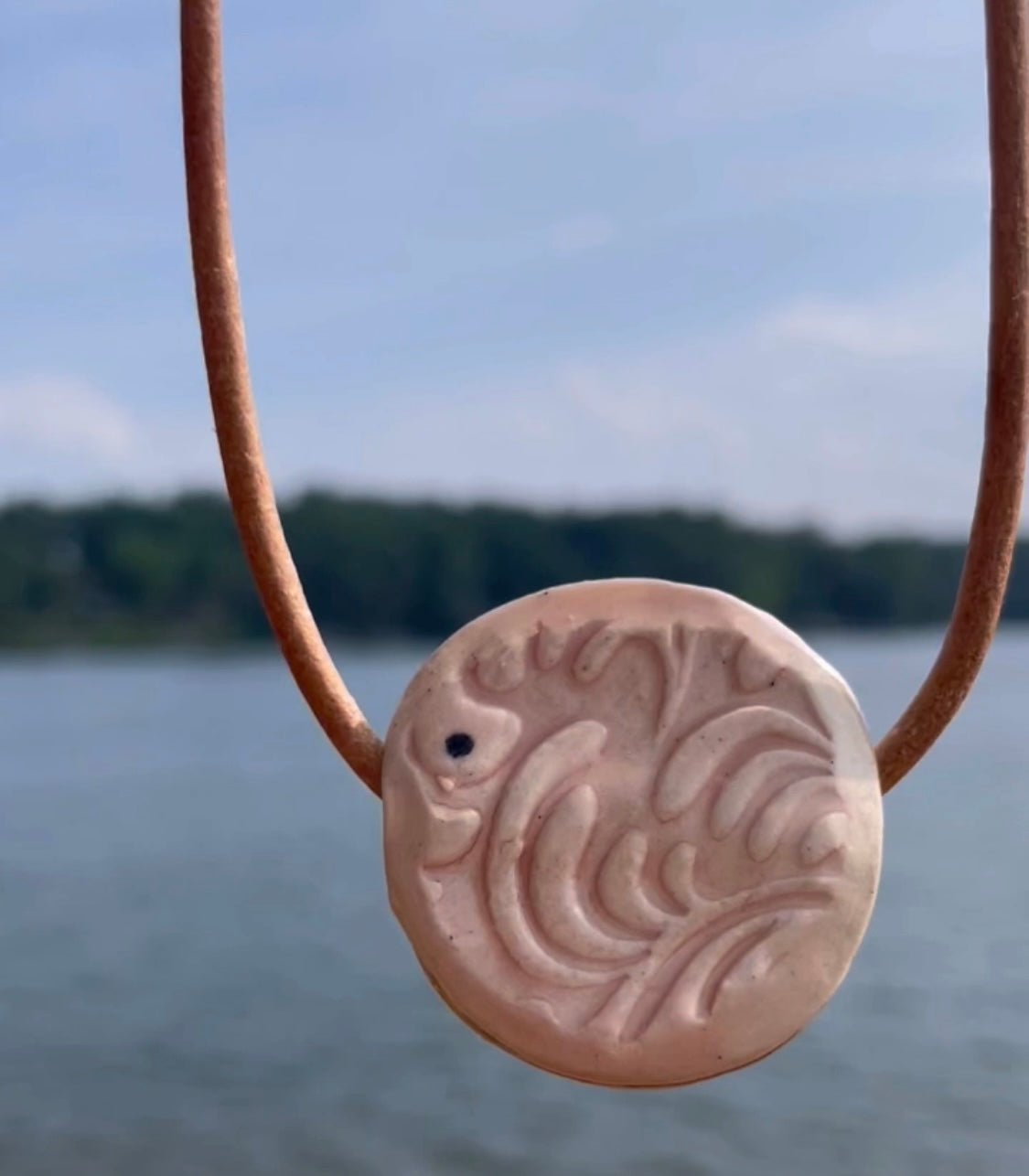 Coral Pink Round Ceramic Necklace