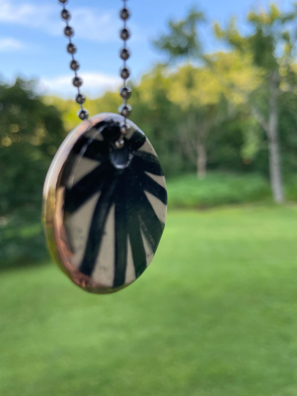 Black & White Stylized Flower Ceramic Charm