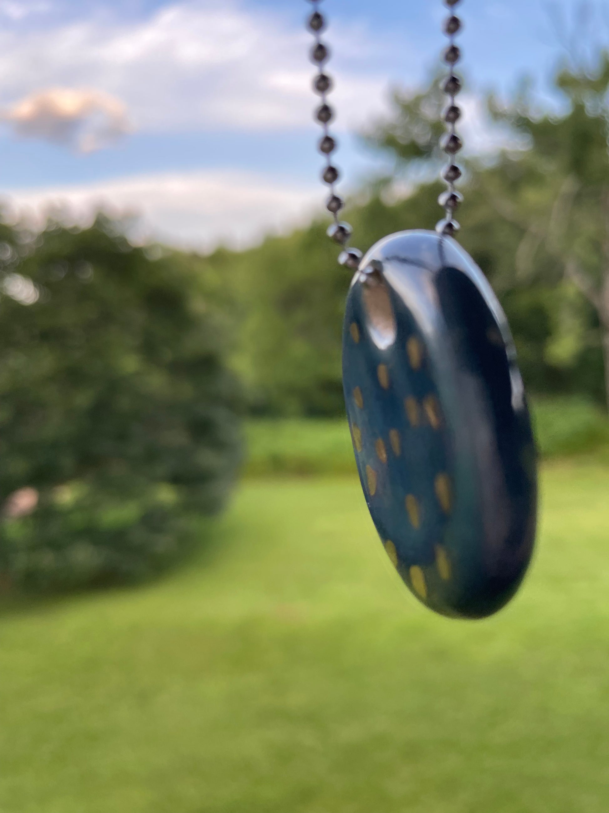 Blue and Gold Dotted Ceramic Charm
