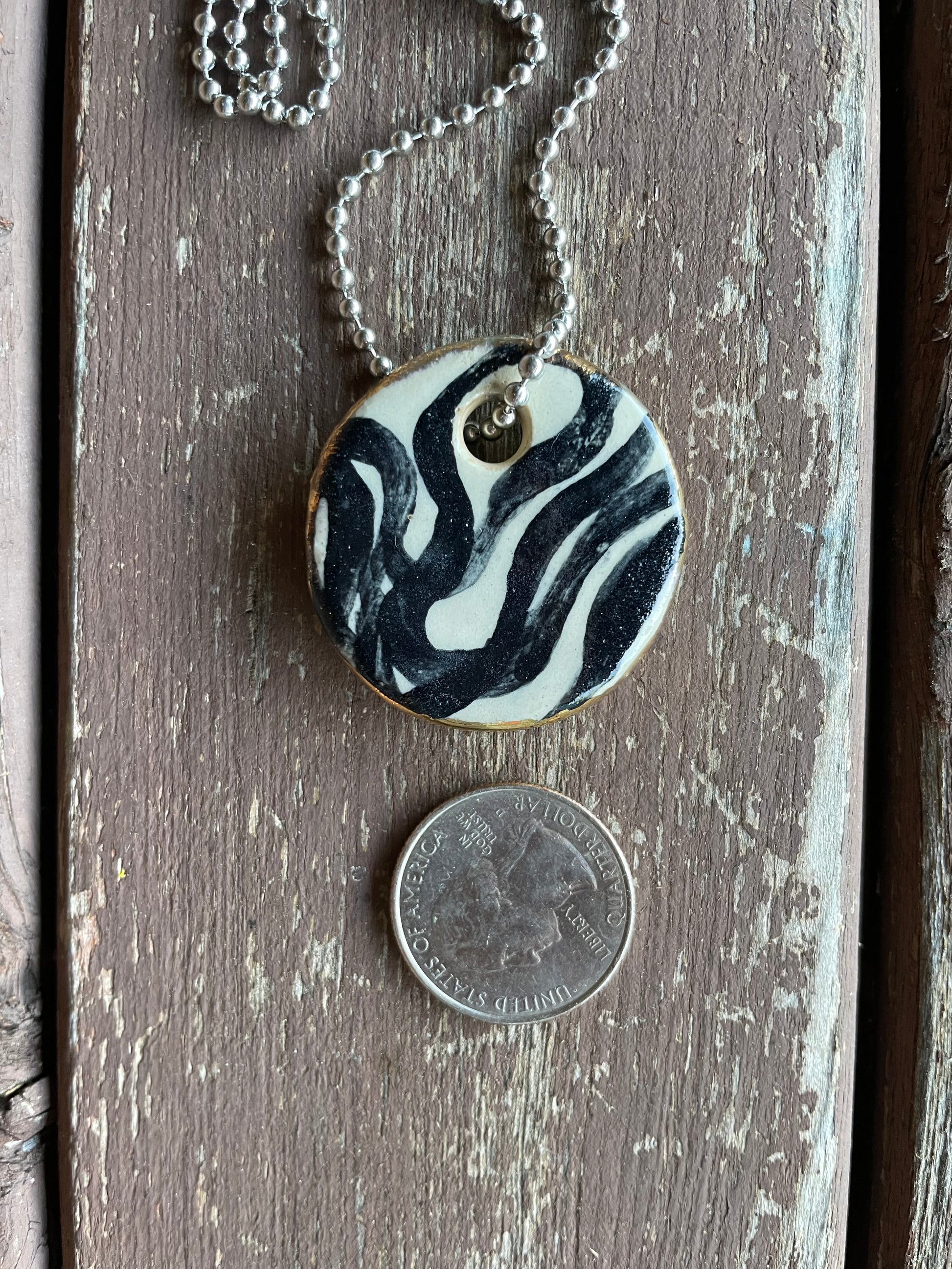 Wavy Round Ceramic Charm