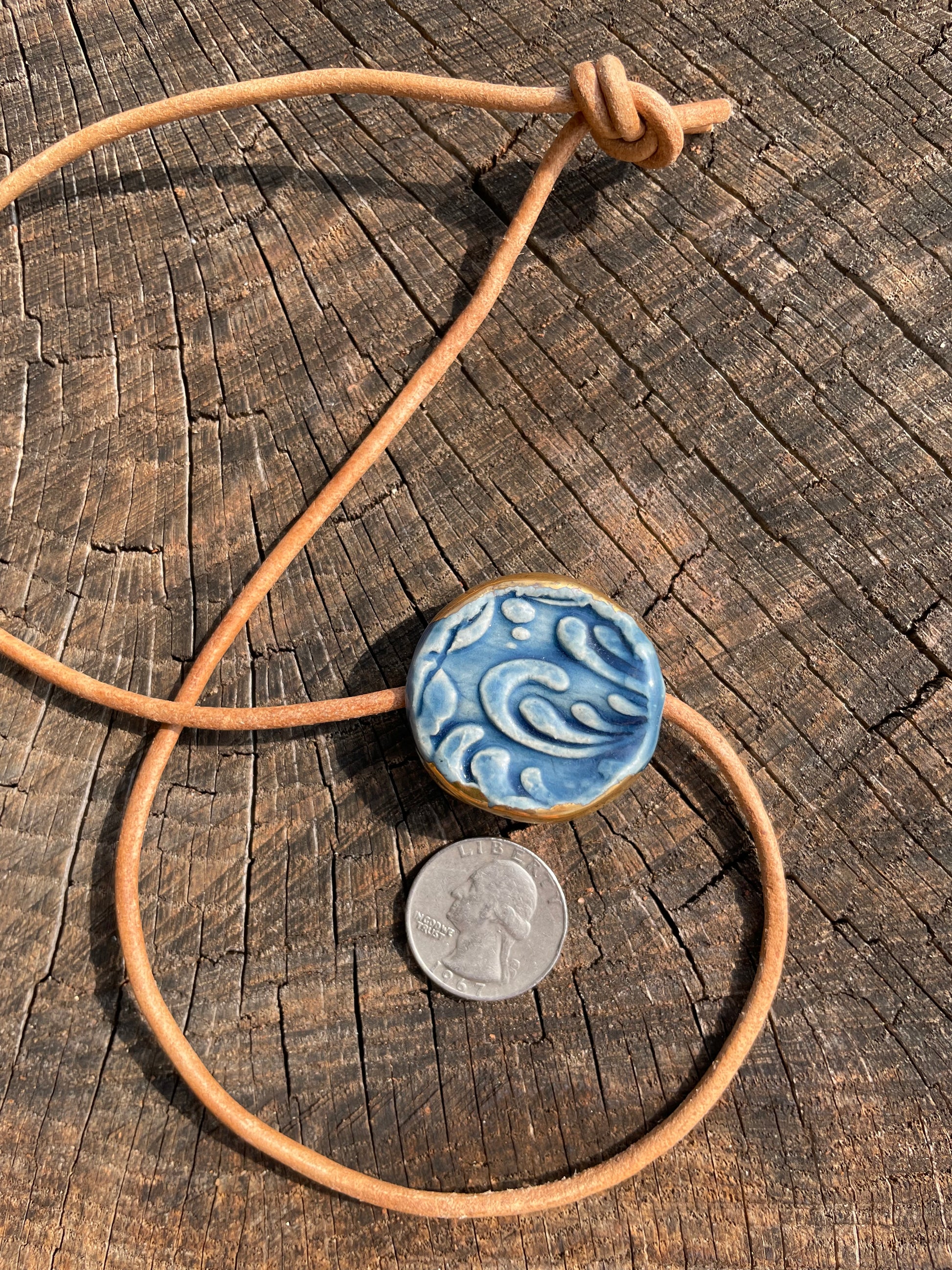 Blue and Gold Round Stone Necklace