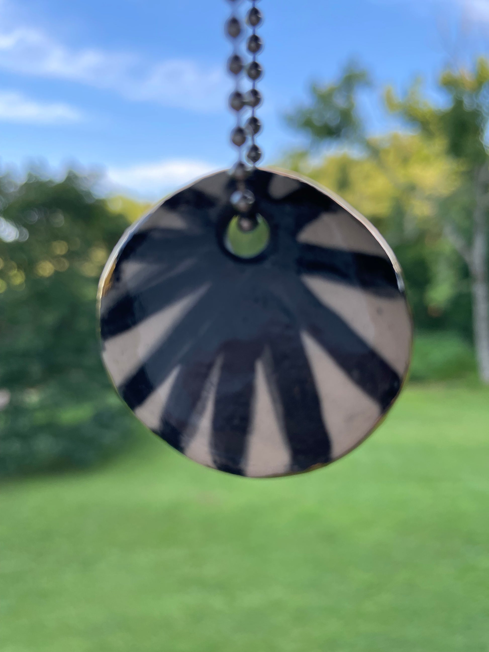 Black & White Stylized Flower Ceramic Charm
