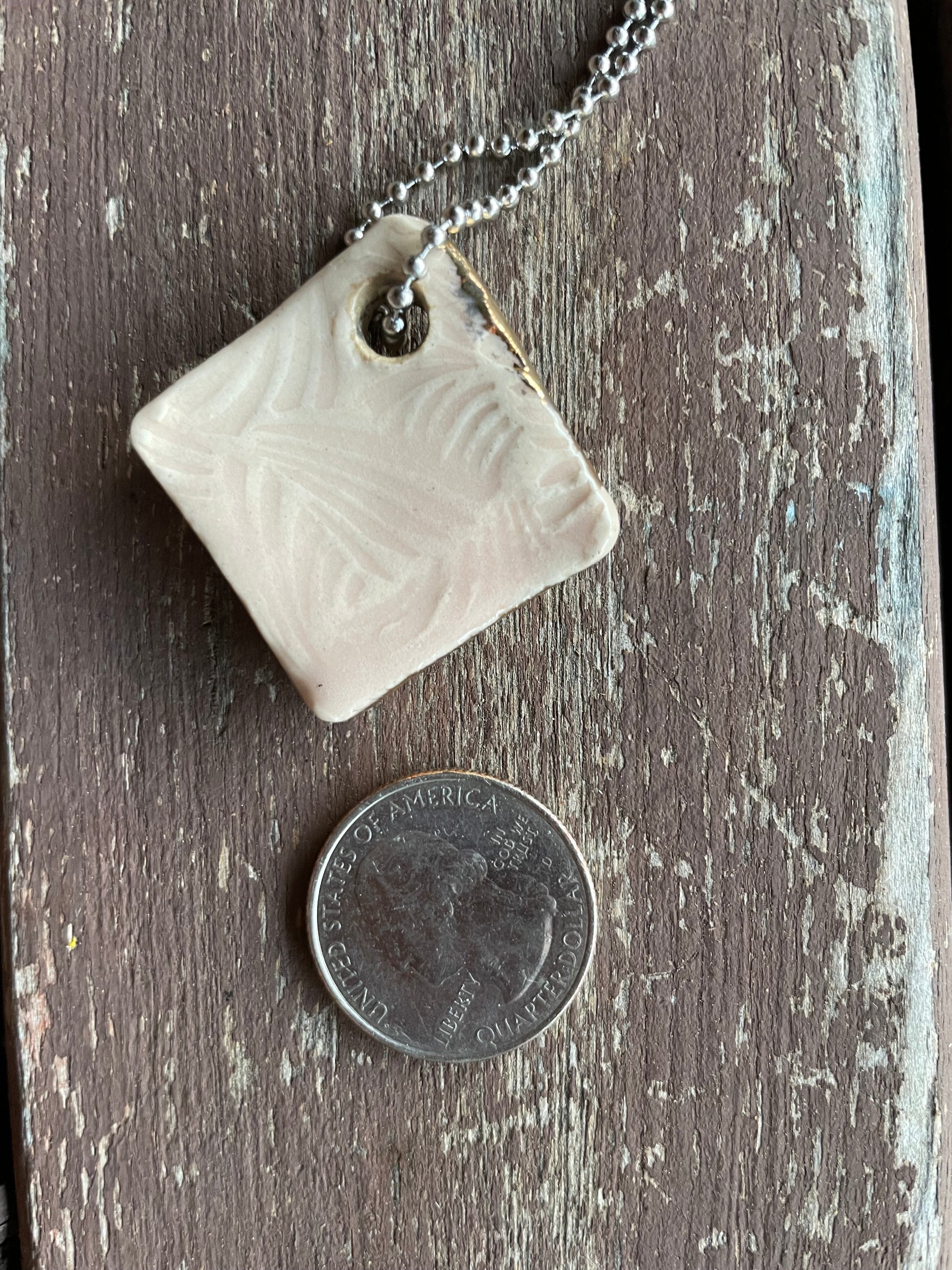 Coral Pink Square Ceramic Charm