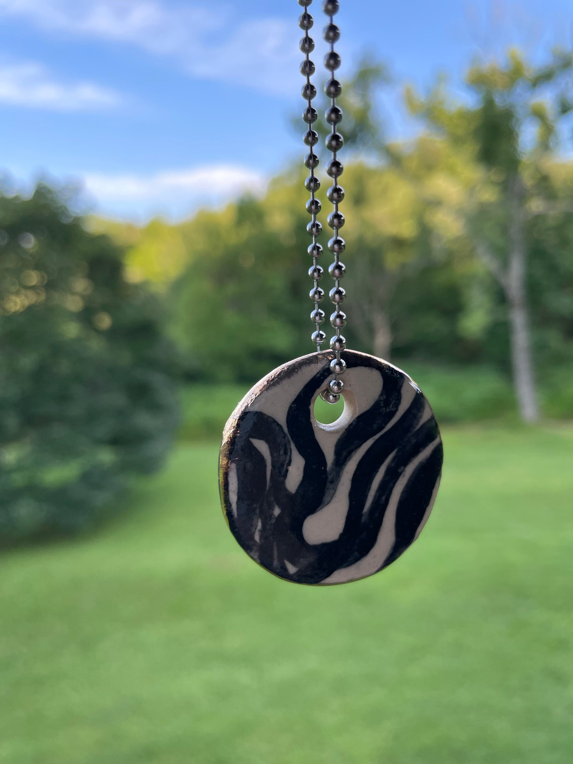 Wavy Round Ceramic Charm