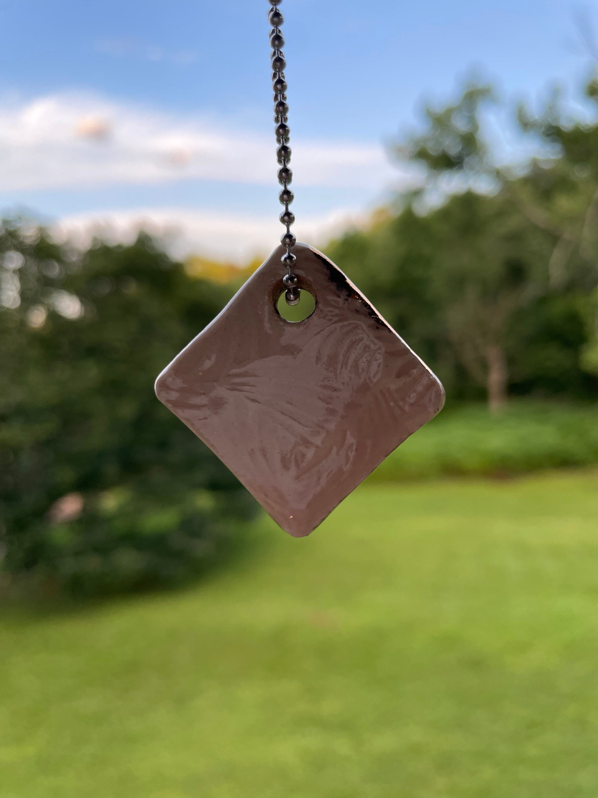 Coral Pink Square Ceramic Charm