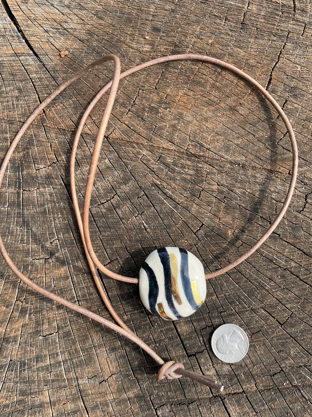 Large Black and White Ceramic Necklace