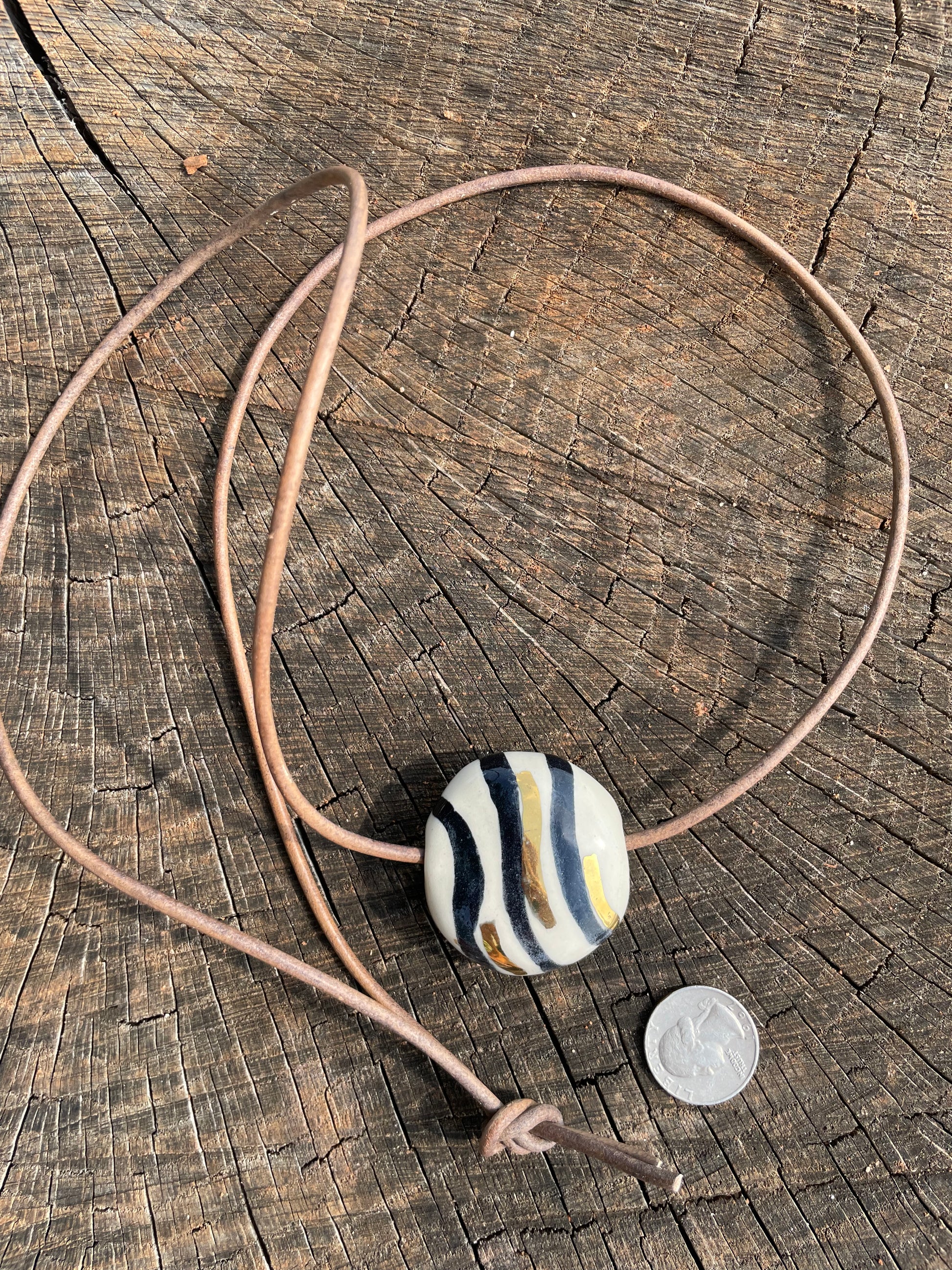 Large Black and White Ceramic Necklace
