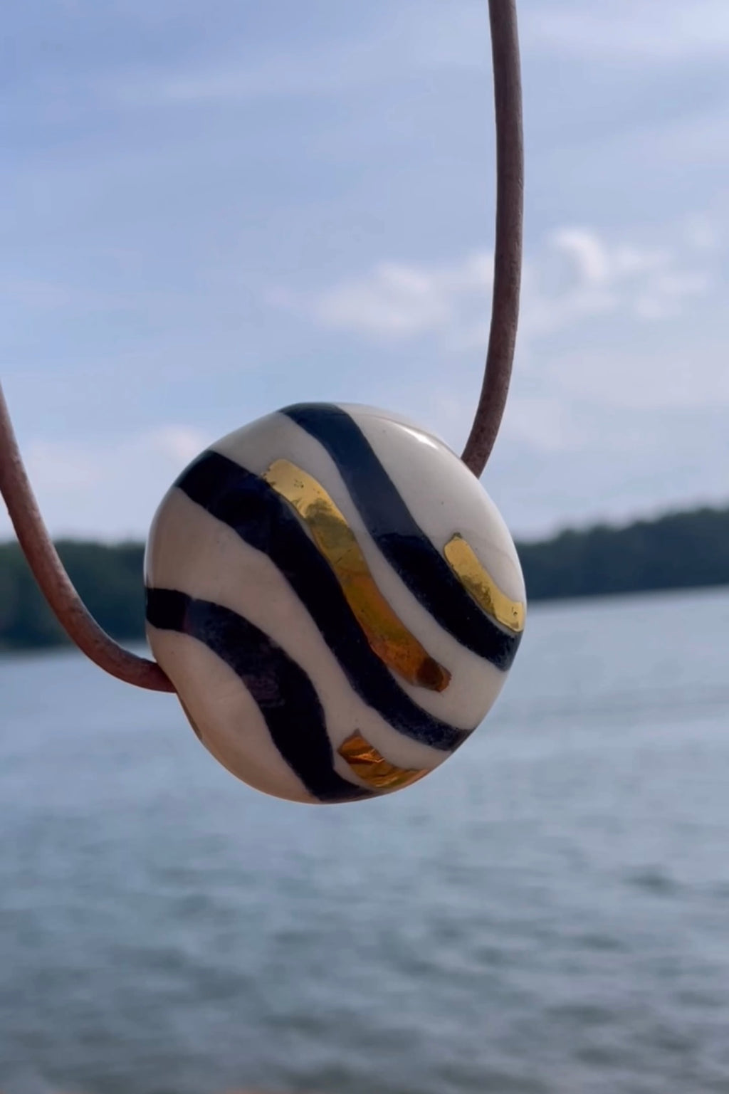 Large Black and White Ceramic Necklace
