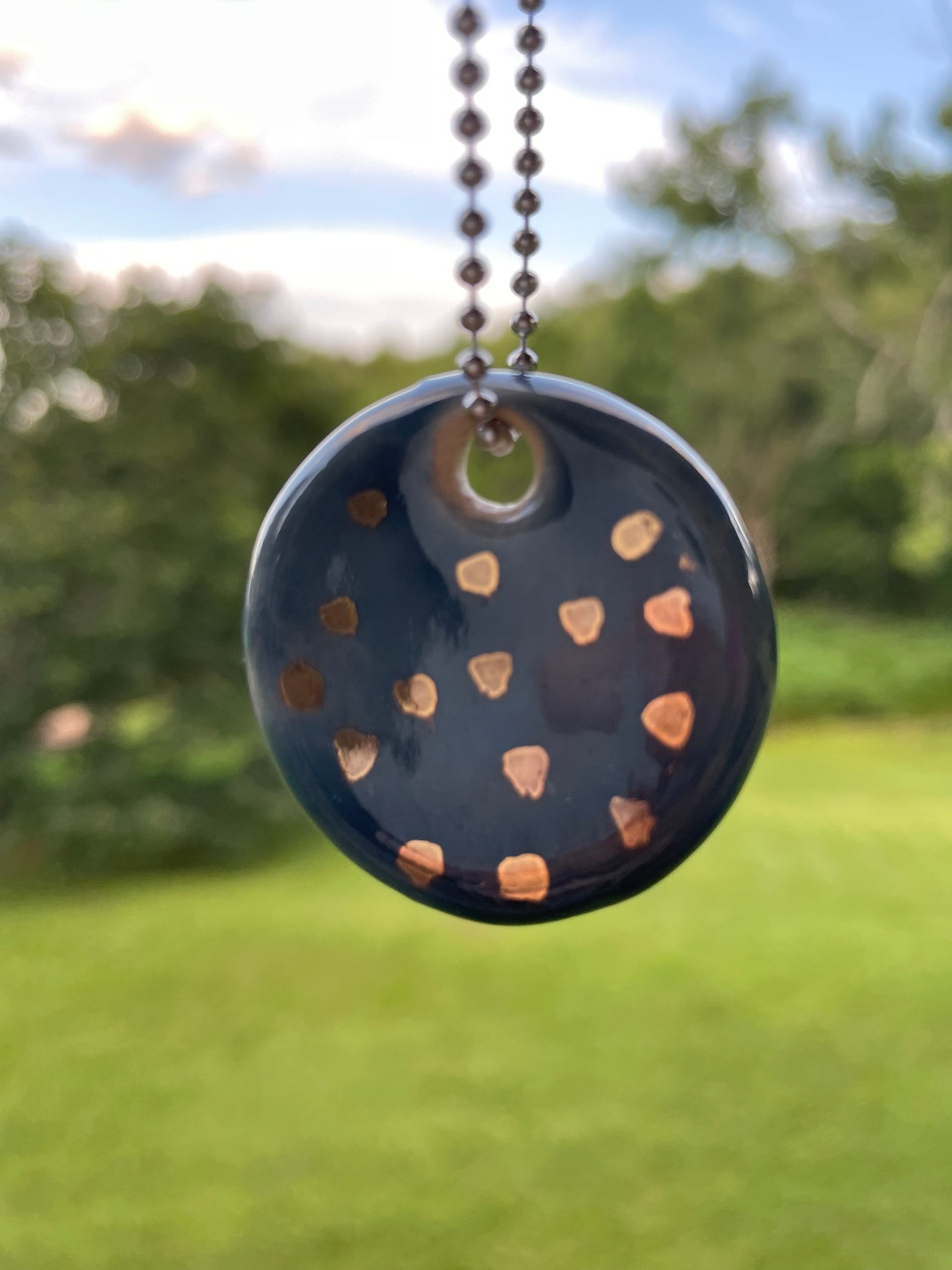 Blue and Gold Dotted Ceramic Charm