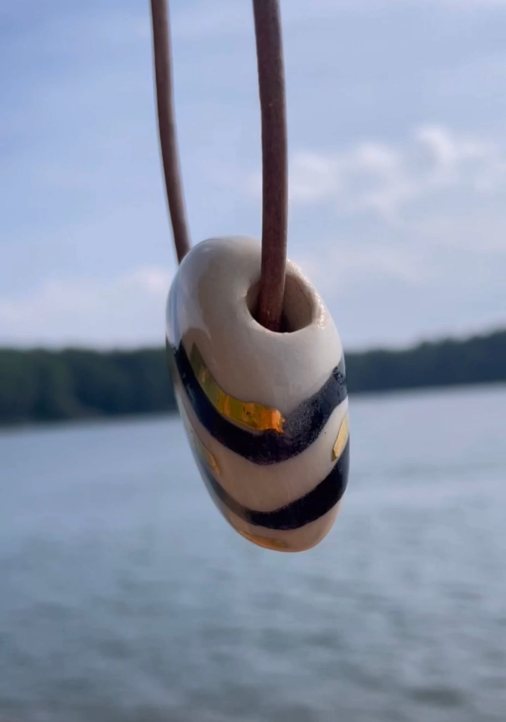 Large Black and White Ceramic Necklace