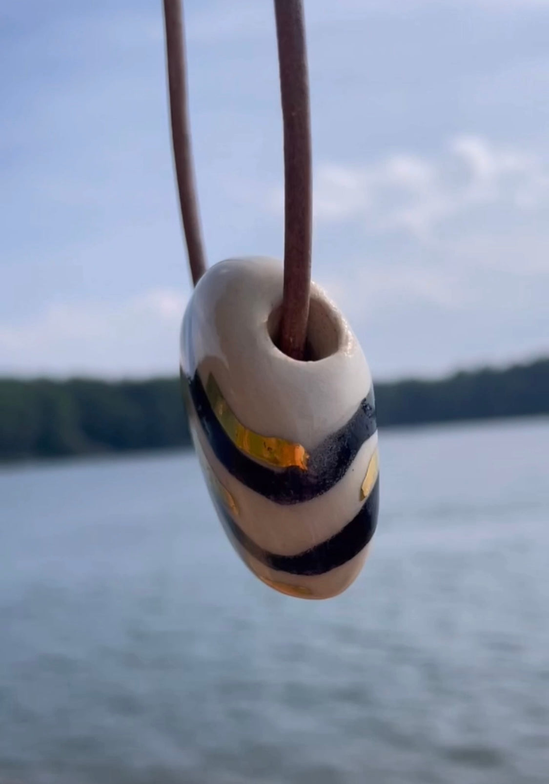 Large Black and White Ceramic Necklace