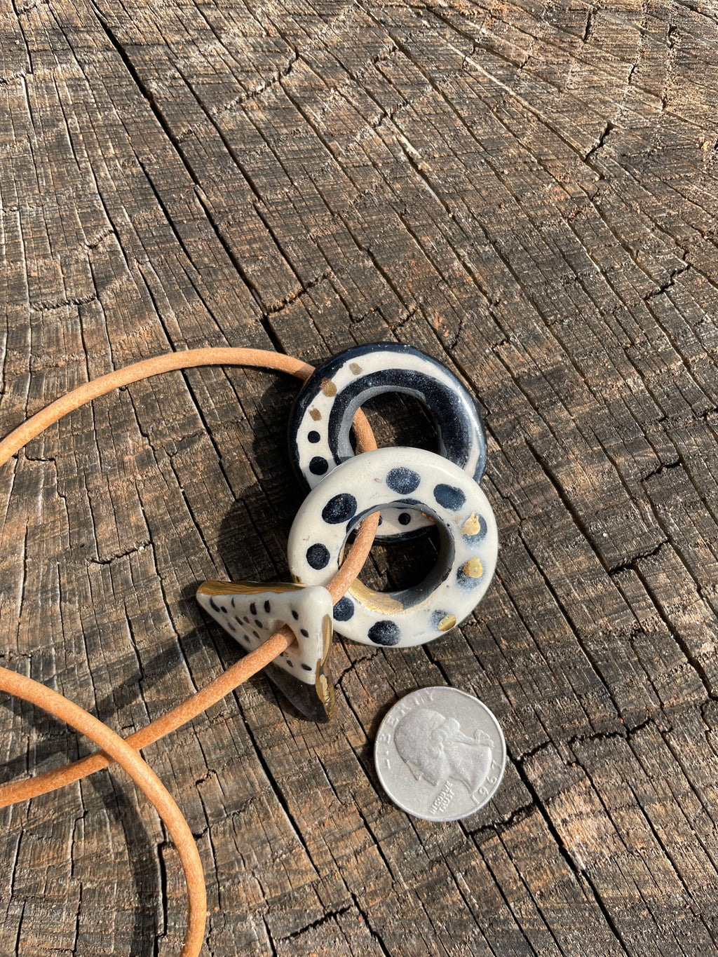 Triangle Circles and Spots Ceramic Necklace